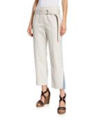 Cotton Cropped Skater Pants W/ Belt