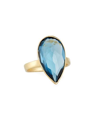 18k Rock Candy&reg; Medium Teardrop Ring In London Blue Topaz,