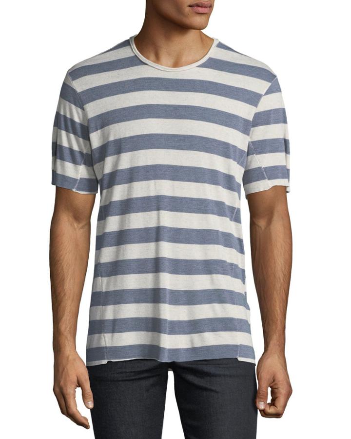 Men's Engineered-stripe Crewneck T-shirt