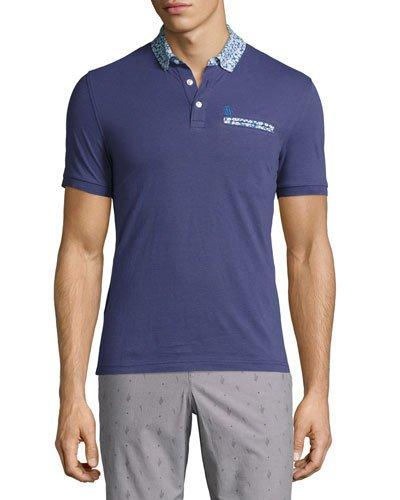 Contrast-trim Jersey Polo Shirt, Deep Cobalt