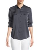 Stretch-silk Button-front Blouse