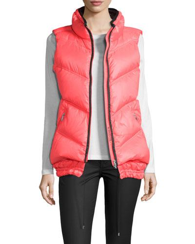 Down Puffer Vest, Neon Red