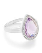 925 Lollipop Pear-shaped Amethyst Ring W/ Diamonds,