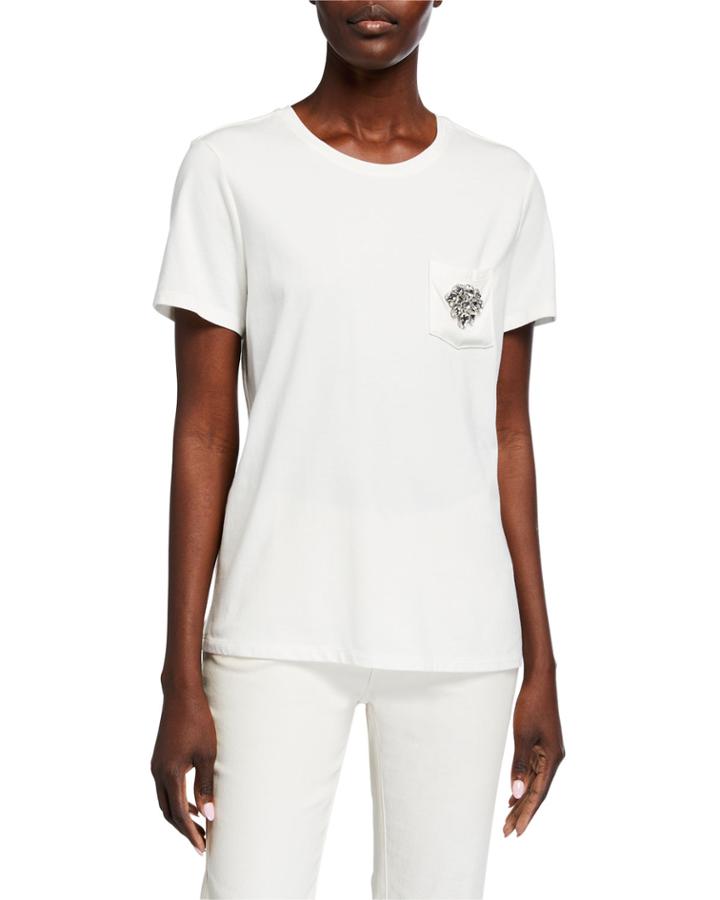 Brooch Pocket Short-sleeve Top