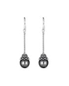 Tahitian Pearl Dangle Earrings, Black