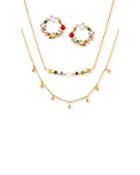 Cubic Zirconia Rainbow Earrings & Necklace