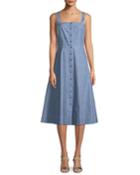 Astute Denim Fit-and-flare Button Dress