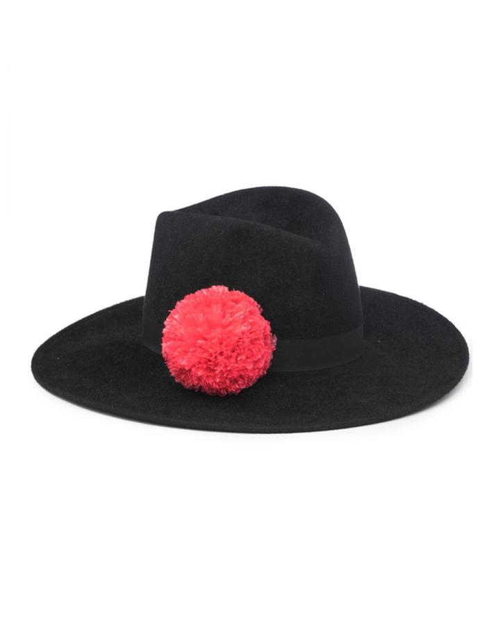 Dita Wool Felt Panama Hat, Black