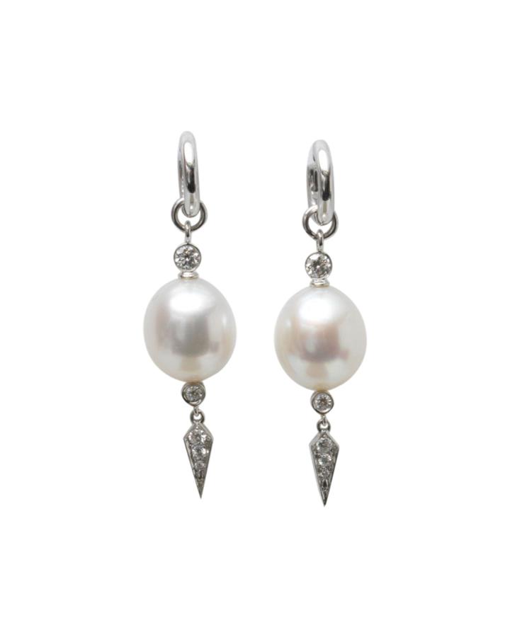 Prince Dimitri For Assael 18k White Gold South Sea Pearl & Diamond Drop Earrings, Women's