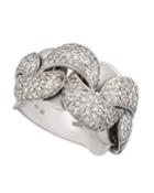 18k White Gold Diamond Pave Curb-link Ring