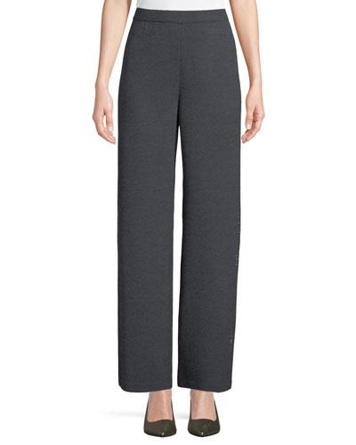 Crystal-embellished Knit Wide-leg Pants