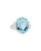 Estate Platinum Aquamarine & Diamond Ring,