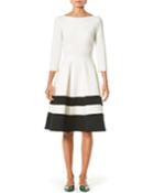Striped-skirt Bateau-neck A-line Dress