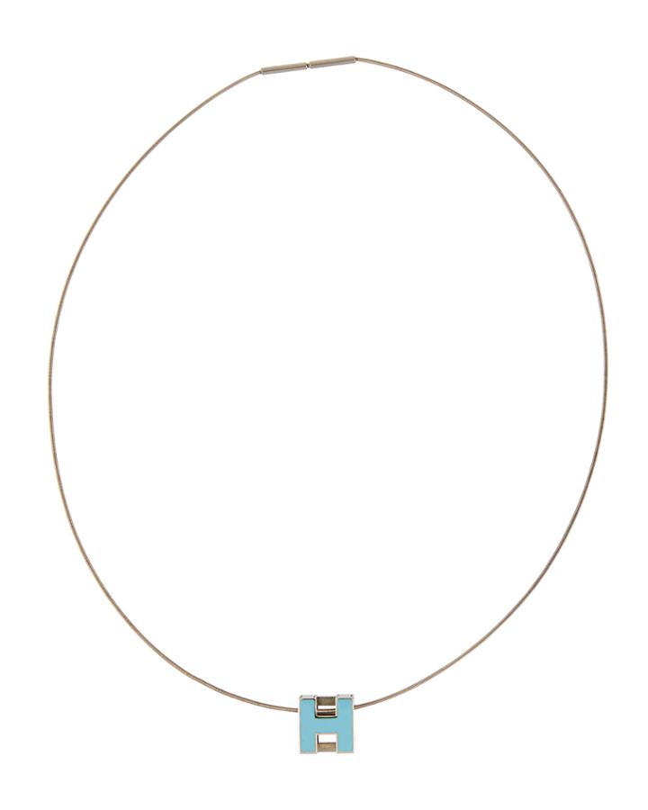 Estate Caged H-pendant Necklace, Blue