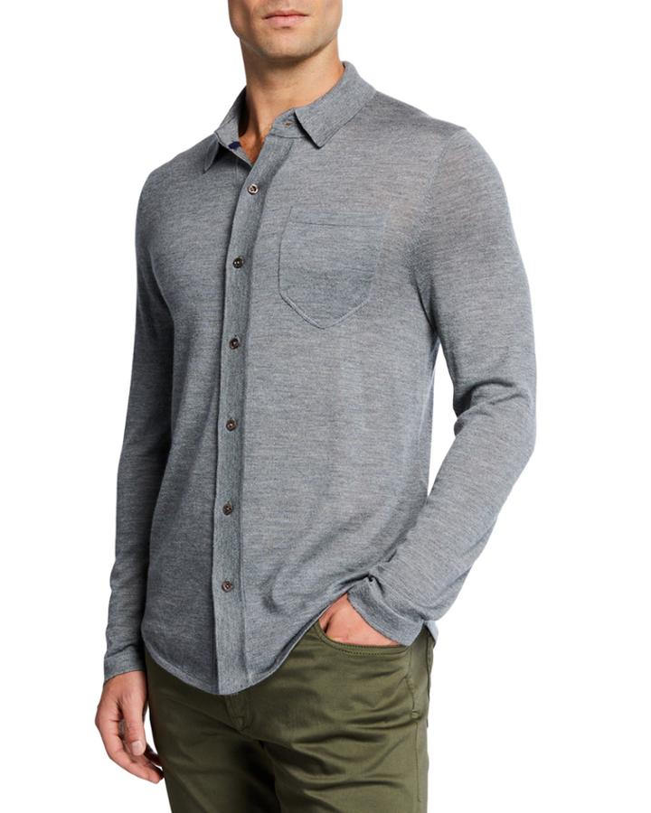Men's Cashmere Knit Long-sleeve Polo
