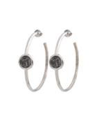 Legacy Vivace Large Silver Coin Hoop Earrings