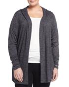 Balance Hooded Slub-knit Open Cardigan, Heather Asphalt, Women's, Size: