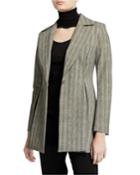 Michelle Striped One-button Fit-&-flare Jacket