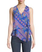Floral Patchwork Asymmetric Blouse