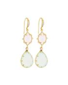 Pink Crystal & Chalcedony Double-drop Earrings