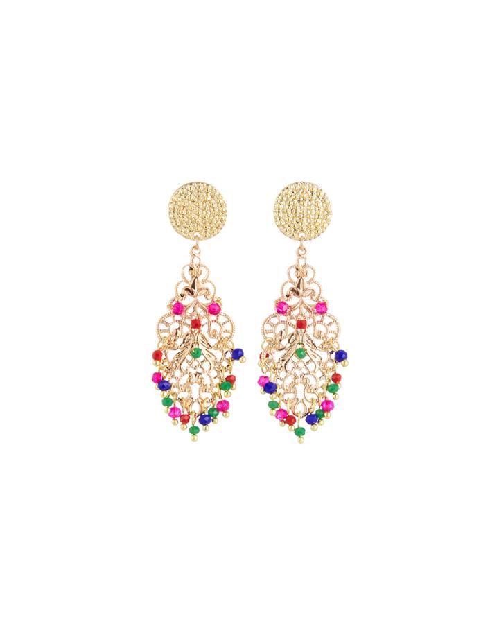 Filigree & Crystal Drop Earrings