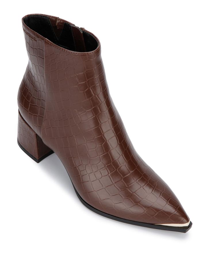 Croc-print Pointed Booties