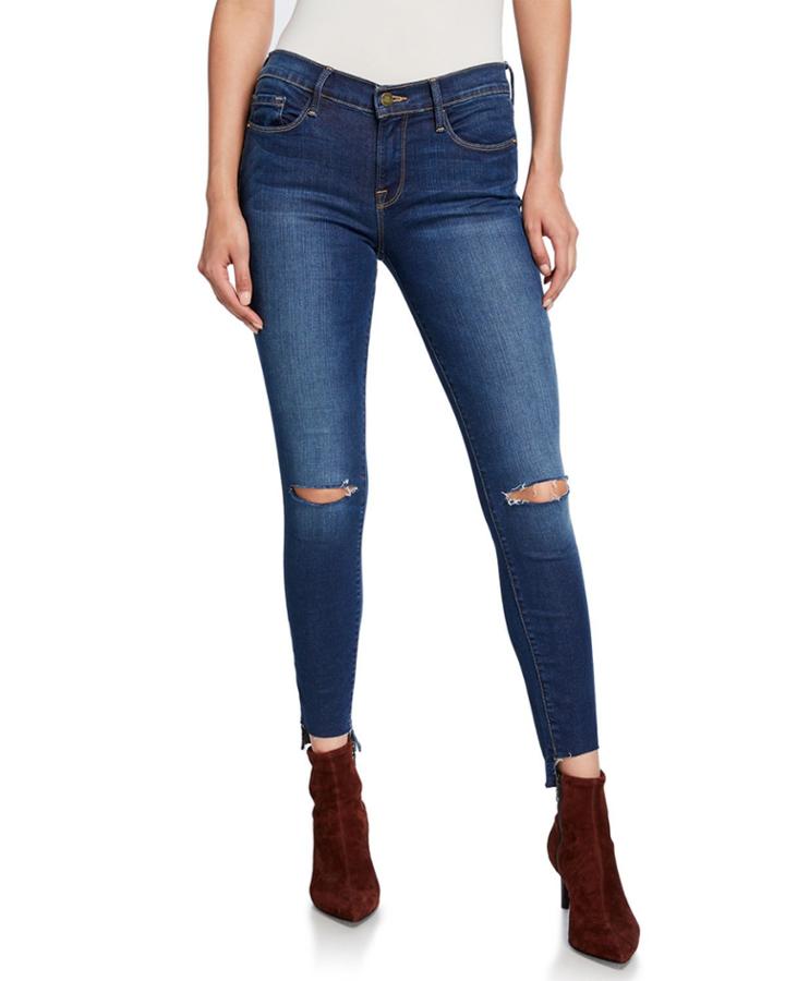 Le Skinny De Jeanne Raw Stagger-hem Distressed Jeans