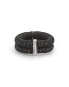 Kai Double-row Spring Coil Cable Bracelet W/ Pave Diamonds, Black