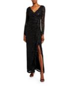 Lace Shirred Cascading Ruffle Gown