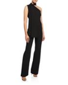 Abby One-shoulder Sleeveless Jumpsuit With Cape