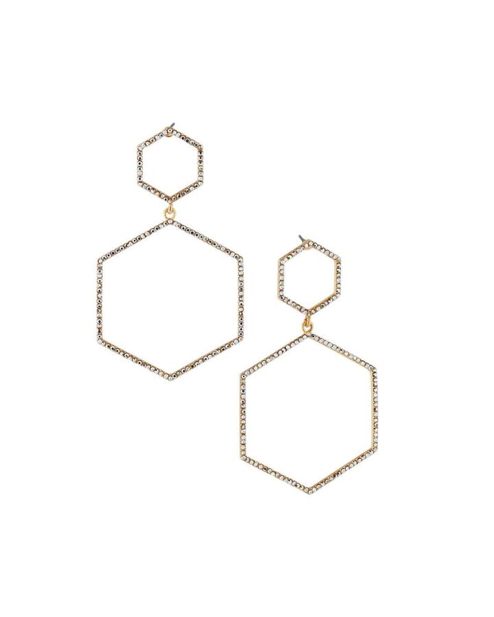Crystal Double Hexagon-drop Earrings