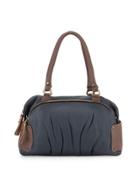 Tina Two-tone Leather Satchel Bag,