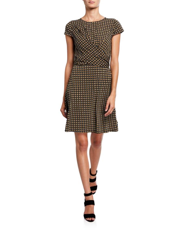 Printed Faux-wrap A-line Dress