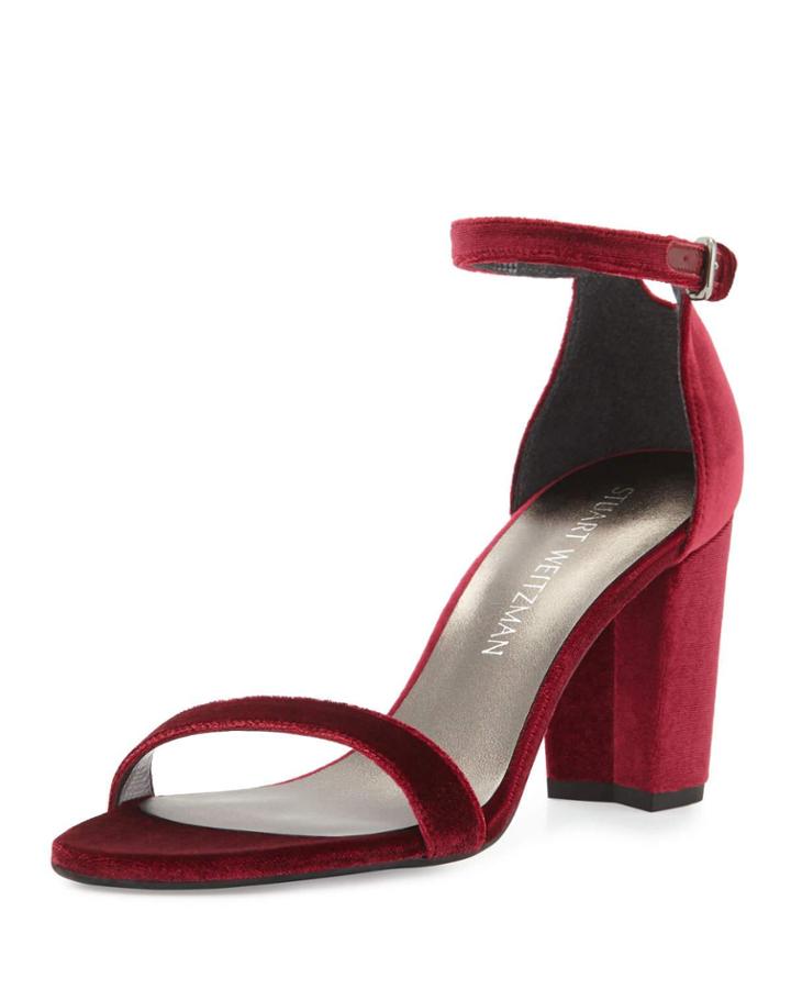Nearlynude Velvet City Sandals, Scarlet,