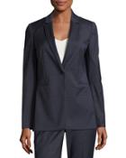 Maysa Dot-trim One-button Blazer Jacket
