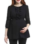 Maternity Michelle Lace-accent Chiffon Babydoll Top
