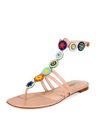 Beaded Medallion Thong Sandal,