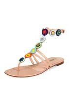 Beaded Medallion Thong Sandal,