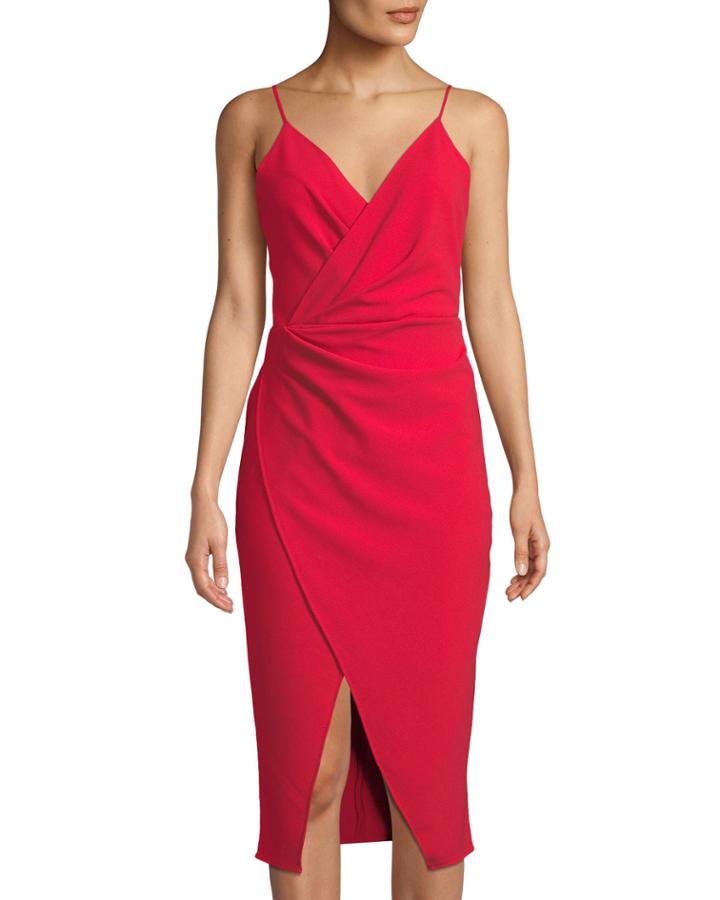 Sleeveless Faux-wrap Cocktail Dress