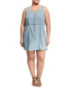 Nuria Chambray Sleeveless Dress, Blue