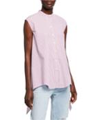 Button-down Striped Cotton Poplin Blouse