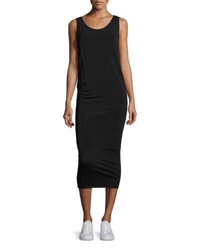 Sleeveless Midi Jersey Dress, Black