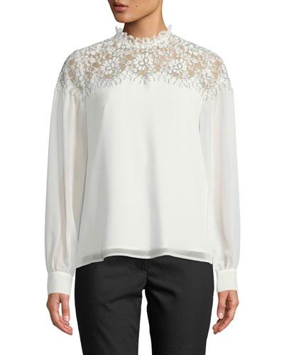 High-neck Long-sleeve Blouse