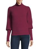 Cashmere Mutton-sleeve Turtleneck