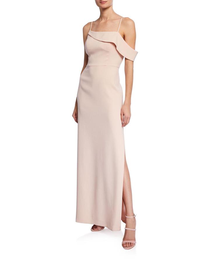 Off-the-shoulder Crepe Column Gown