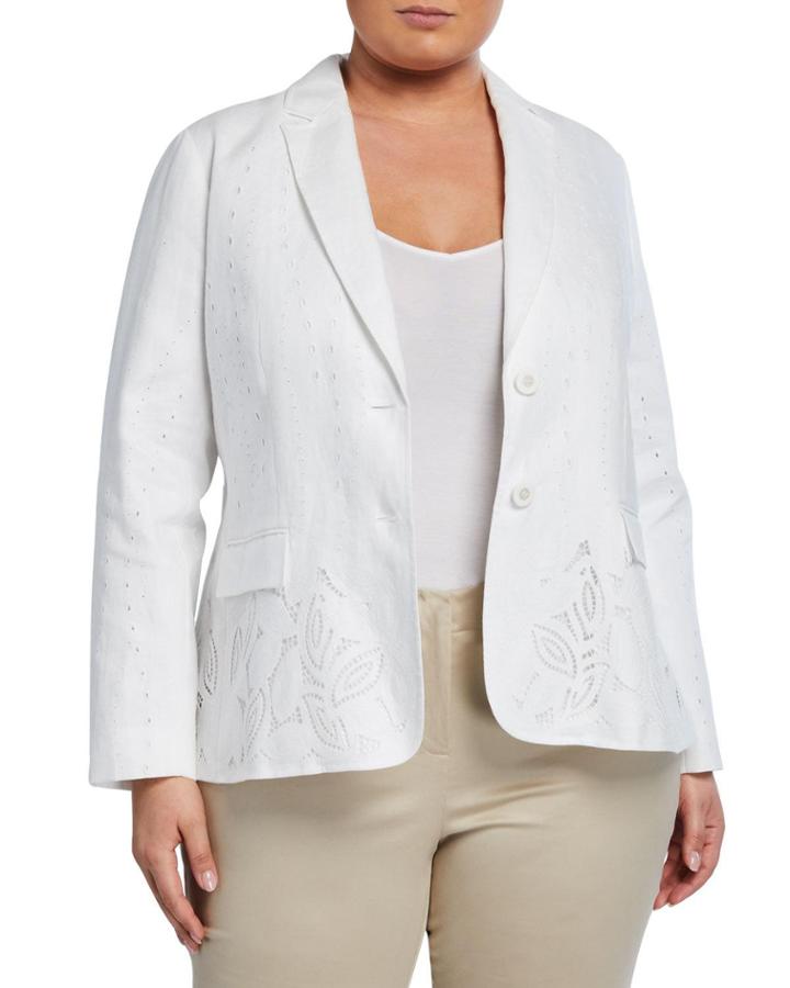 Plus Size Vangie Lavish Linen Jacket With Embroidery Detail