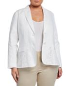 Plus Size Vangie Lavish Linen Jacket With Embroidery Detail