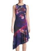 Floral Chiffon Sleeveless Asymmetric Dress