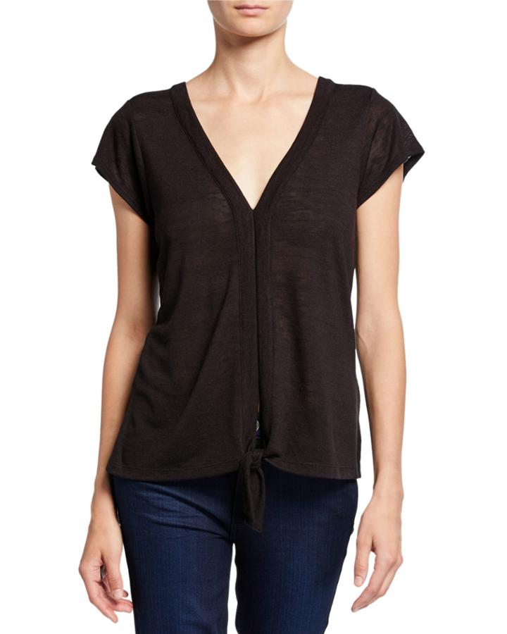 Ingrid V-neck Short-sleeve Tie-front Top