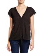 Ingrid V-neck Short-sleeve Tie-front Top